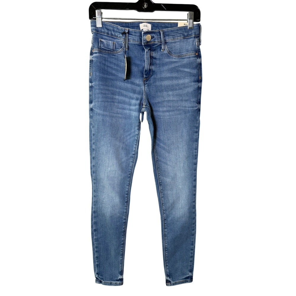 NWT River Island Molly Mid Rise Jeggings Blue Denim Skinny Fit Women's Size 10R - Picture 2 of 9